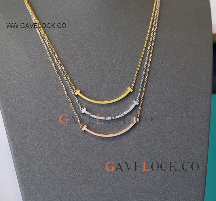 Tiff@ny T Smile pendant Necklace CNC coated Medium